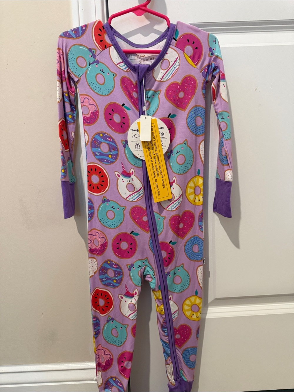 Little Sleepies 2T Purple Donut & Unicorn Footed One-Piece